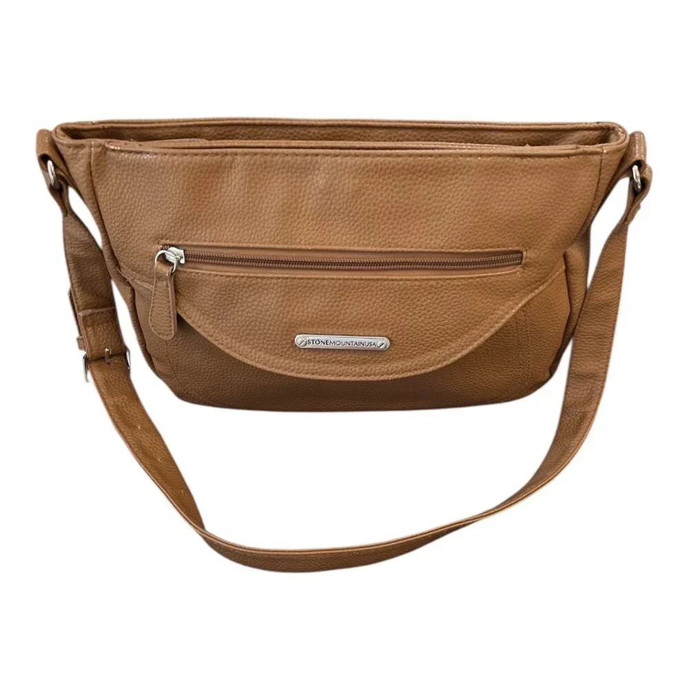 Stone Mountain USA Faux Leather Crossbody Shoulder Bag – Tan